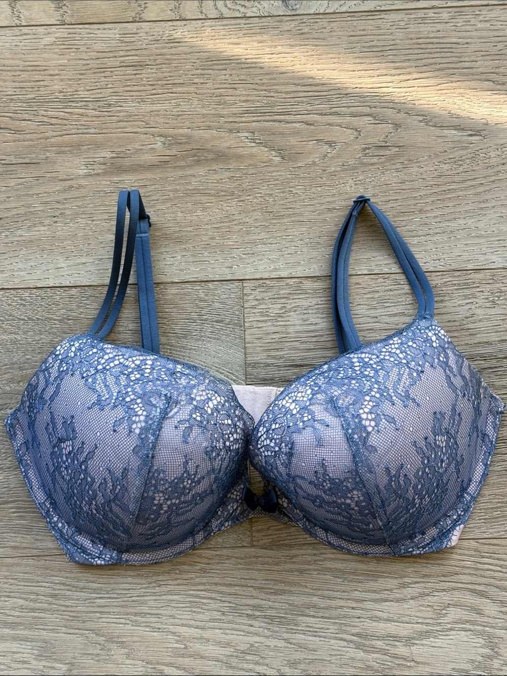 Victoria’s Secret Add 2 Cups  Miraculous Very Sexy Blue Lace Push-Up Bra-34DD